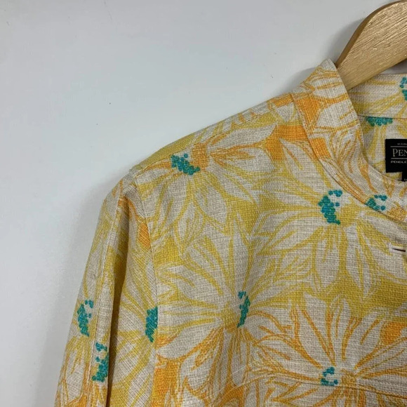 Pendleton Women's Cotton Spring Summer‎ Yellow and White Floral Jacket Size L - Picture 4 of 12